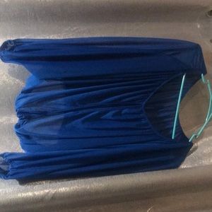 See through blue blouse!